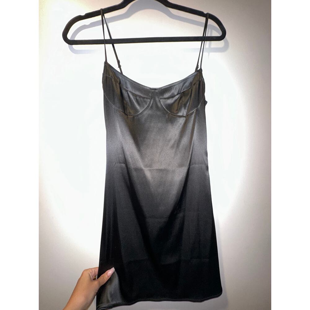Victoria’s Secret Womens Black Satin/lace Babydoll Mini Slip Dress Size XS